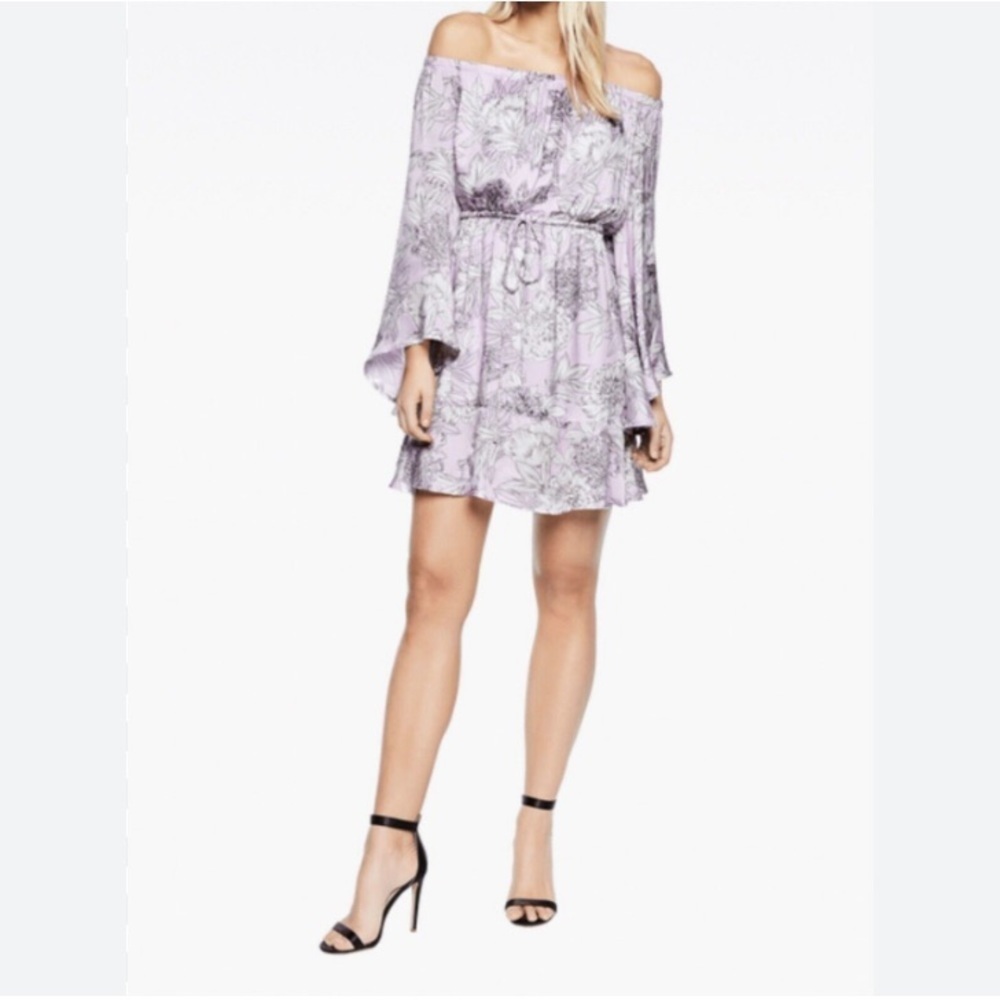 Bardot Britt Lavender floral off the shoulder dress size 4/XS‎